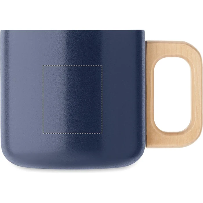 Schemat znakowania dla Tampondruk - P6 na gadżecie: Kubek metalowy granatowy 350ml z logo i drewnianym uchem