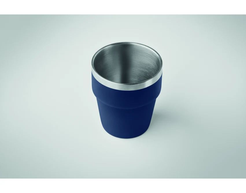 Kubek dwuścienny 250 ml francuski granat z logo firmy