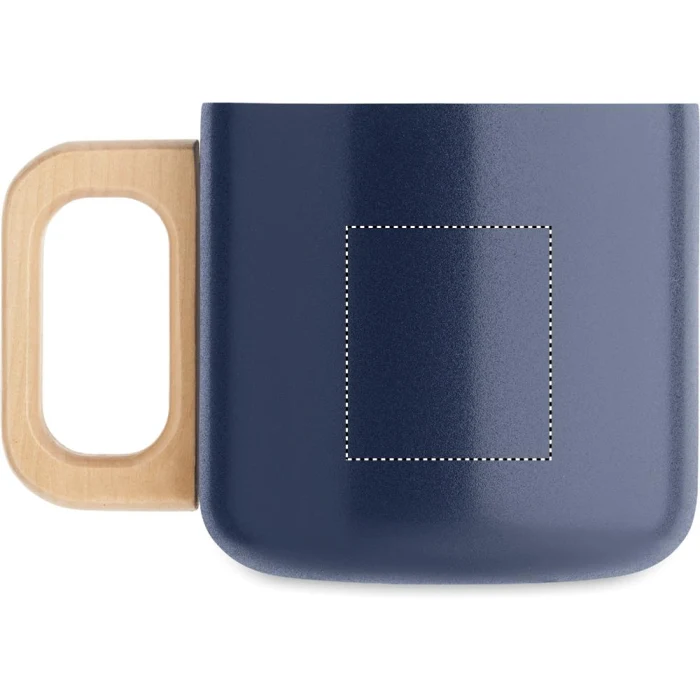 Schemat znakowania dla Tampondruk - P6 na gadżecie: Kubek metalowy granatowy 350ml z logo i drewnianym uchem