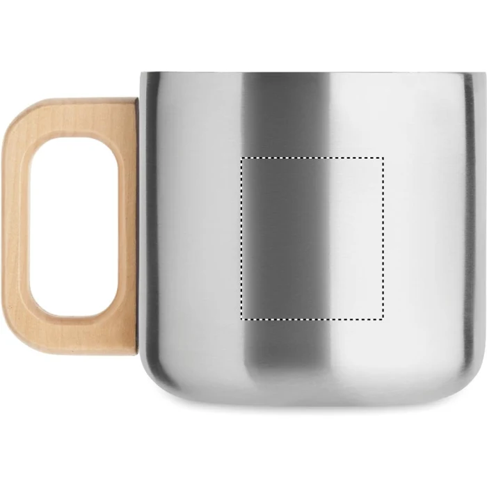 Schemat znakowania dla Tampondruk - P6 na gadżecie: Kubek dwuścienny Acero 350 ml srebrny mat z drewnem