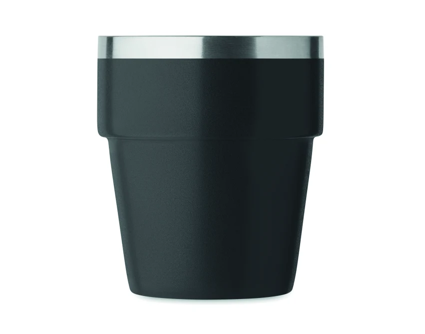 Czarny kubek metalowy 250 ml z logo, dwuścienny, eco