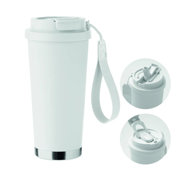 Biały kubek termiczny Topaz Large 500 ml z grawerem logo