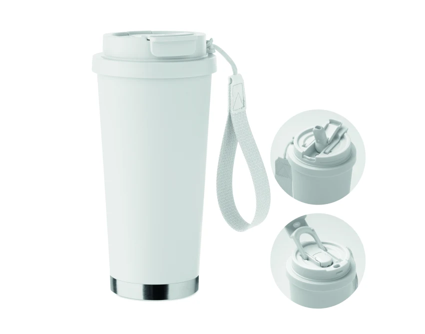 Biały kubek termiczny Topaz Large 500 ml z grawerem logo