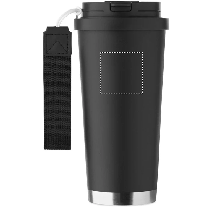 Schemat znakowania dla Tampondruk - P6 na gadżecie: Czarny kubek termiczny 500 ml Topaz Large z logo i paskiem