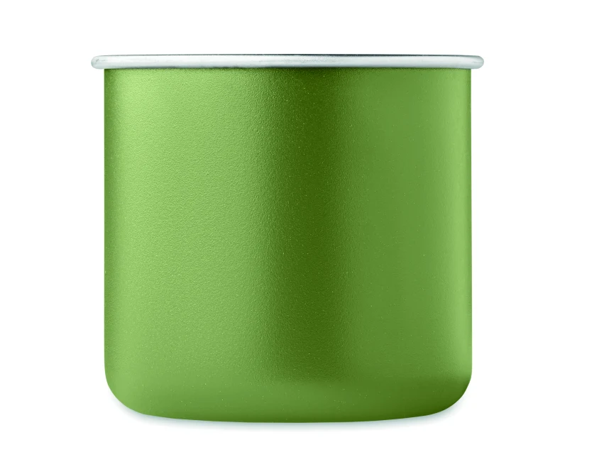Ciemnozielony kubek metalowy 300ml z logo z recyklingu