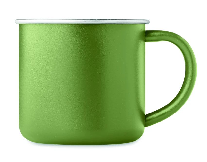 Ciemnozielony kubek metalowy 300ml z logo z recyklingu