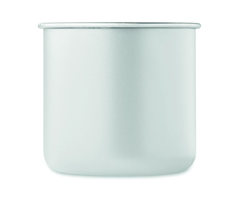 Biały kubek metalowy Caribu 300 ml z logo – stal z recyklingu