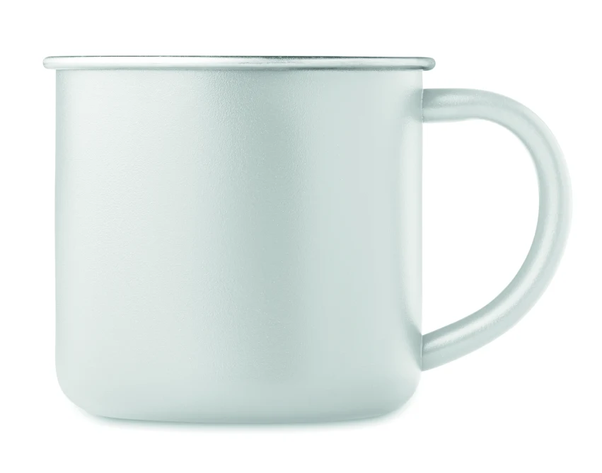 Biały kubek metalowy Caribu 300 ml z logo – stal z recyklingu