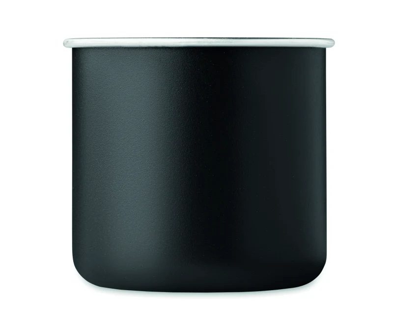 Czarny matowy kubek Caribu 300 ml z logo – stal nierdzewna