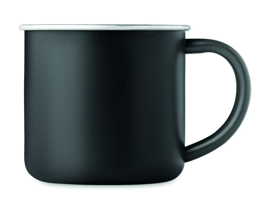 Czarny matowy kubek Caribu 300 ml z logo – stal nierdzewna