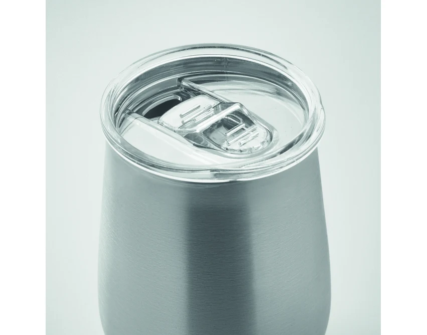 Kubek stalowy Ursa 500 ml srebrny mat z pokrywką i logo