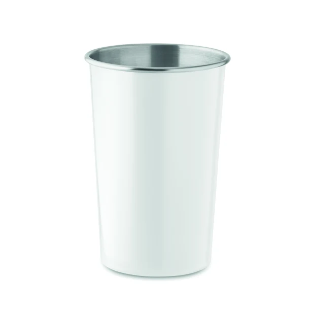 Biały kubek metalowy Fjard 350 ml z grawerem i logo