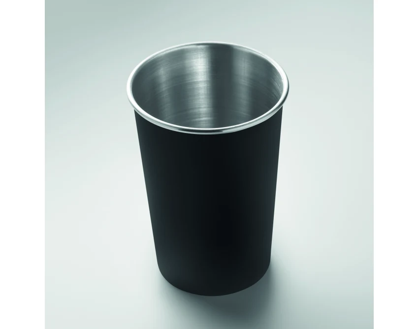 Matowy czarny kubek stalowy Fjard 350 ml z logo firmy