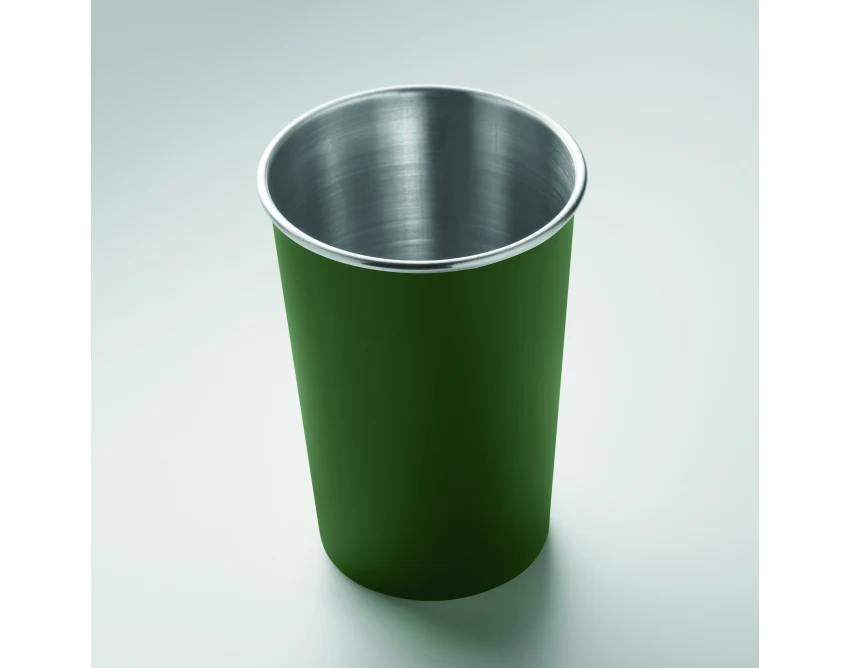 Ciemnozielony kubek stalowy 350 ml z nadrukiem – Fjard