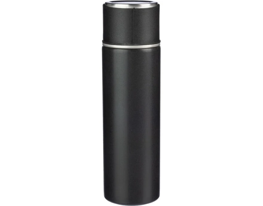 Czarny termos 420 ml z logo + 3 kubki – zestaw biznesowy