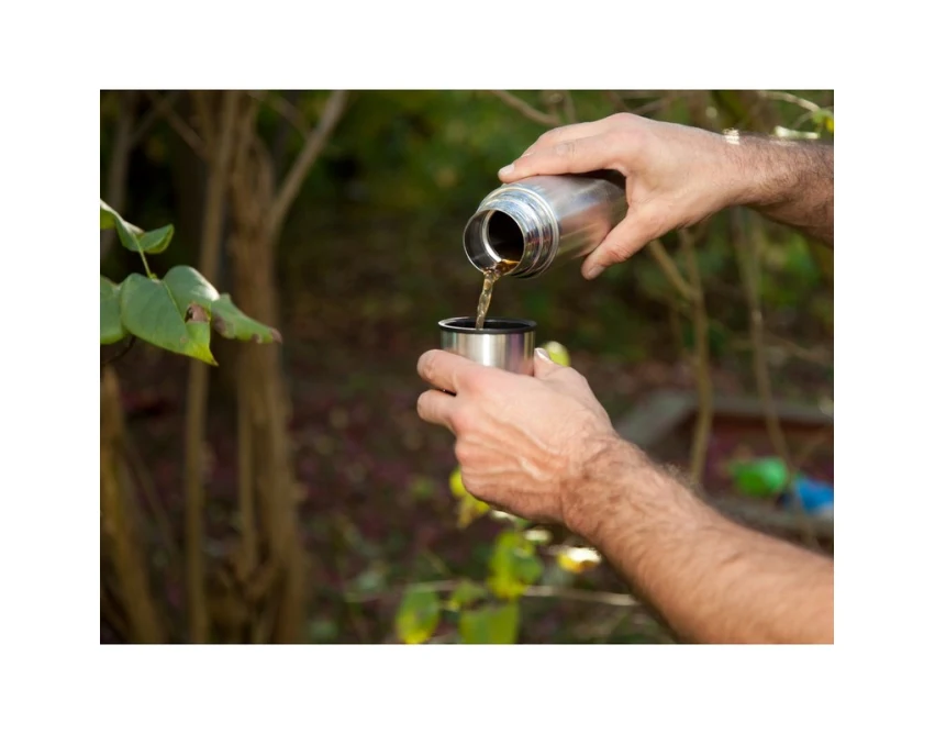 Srebrny termos 500 ml z grawerem logo – stal nierdzewna