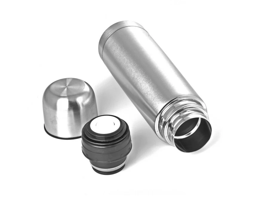 Srebrny termos 500 ml z grawerem logo – stal nierdzewna