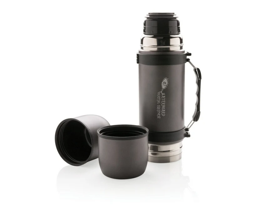 Termos Swiss Peak 700 ml szary z 2 kubkami i grawerem