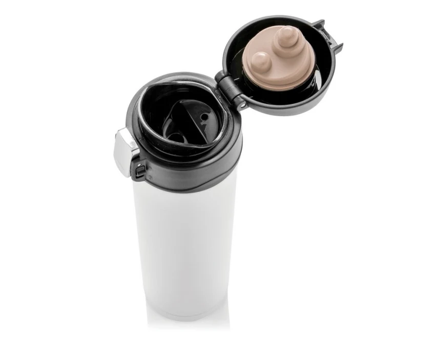 Biały kubek termiczny 450 ml z logo – stal z recyklingu