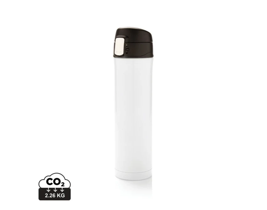 Biały kubek termiczny 450 ml z logo – stal z recyklingu