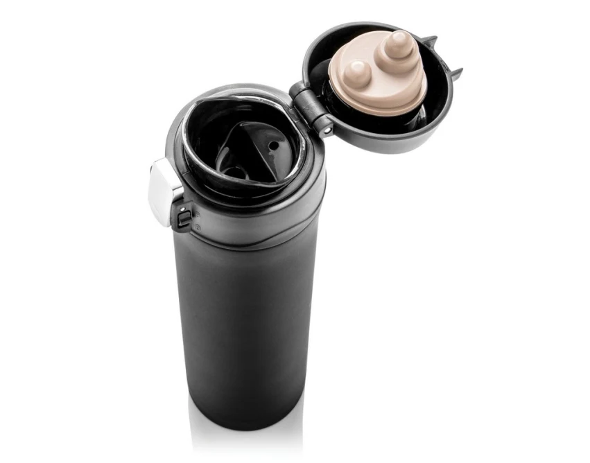 Czarny kubek termiczny 450 ml z grawerem logo RCS