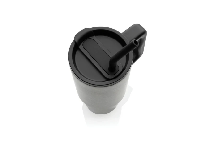 Srebrny kubek termiczny 900 ml ze słomką, z recyklingu