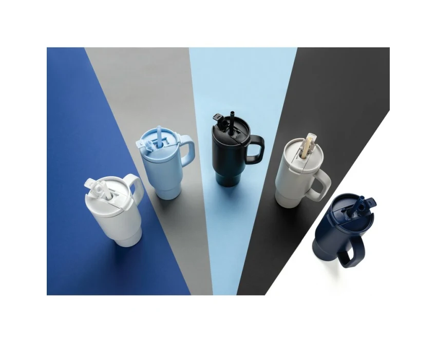 Niebieski kubek termiczny Cruiser 480 ml z logo firmy