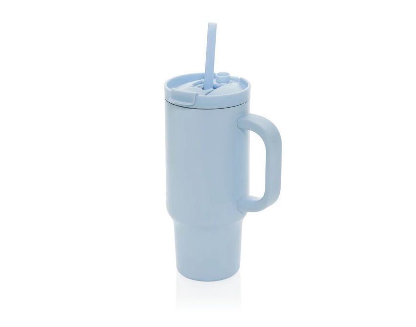 Kubek termiczny Cruiser 480 ml niebieski ze słomką, z logo