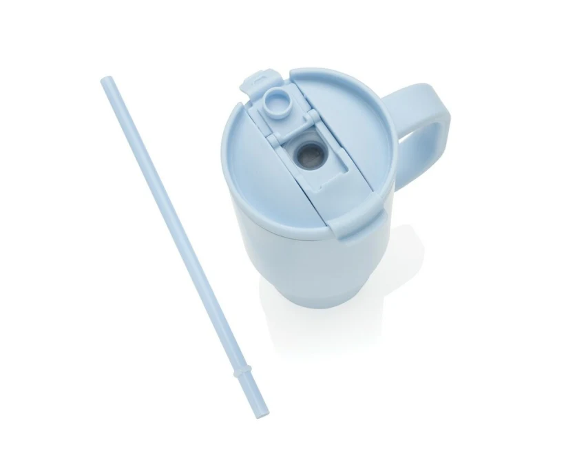 Kubek termiczny Cruiser 480 ml niebieski ze słomką, z logo