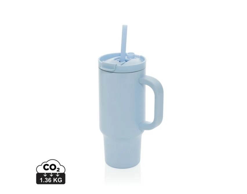 Kubek termiczny Cruiser 480 ml niebieski ze słomką, z logo