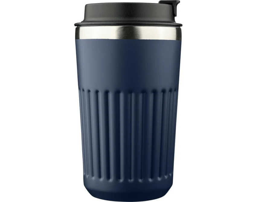 Niebieski kubek termiczny 400 ml z grawerem logo firmy