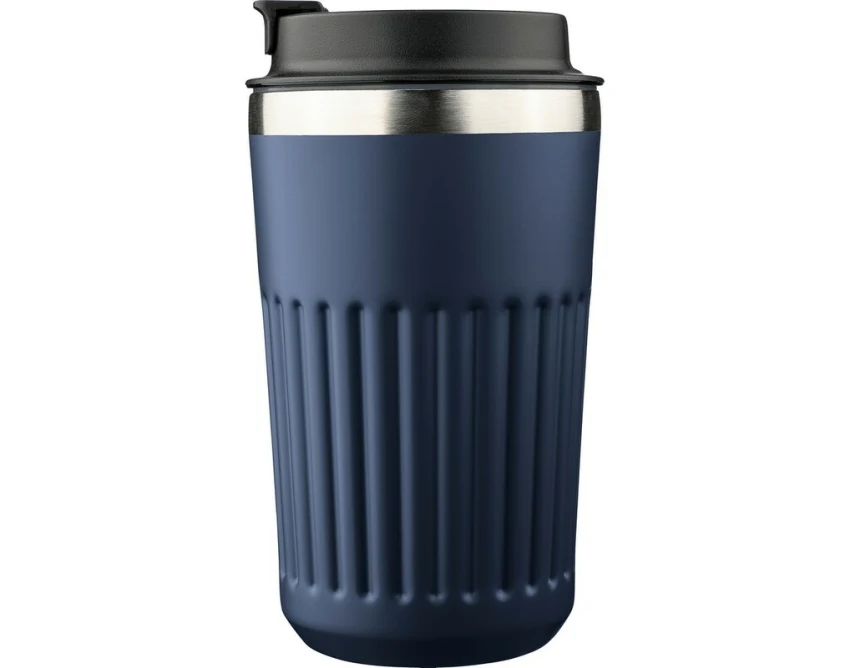 Niebieski kubek termiczny 400 ml z grawerem logo firmy