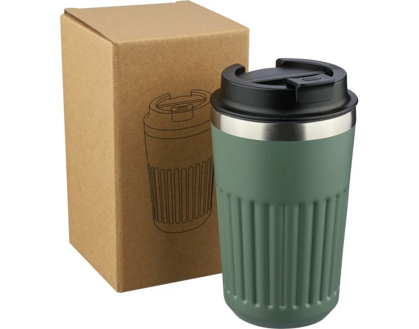 Zielony kubek termiczny 400 ml z grawerem i blokadą przecieku