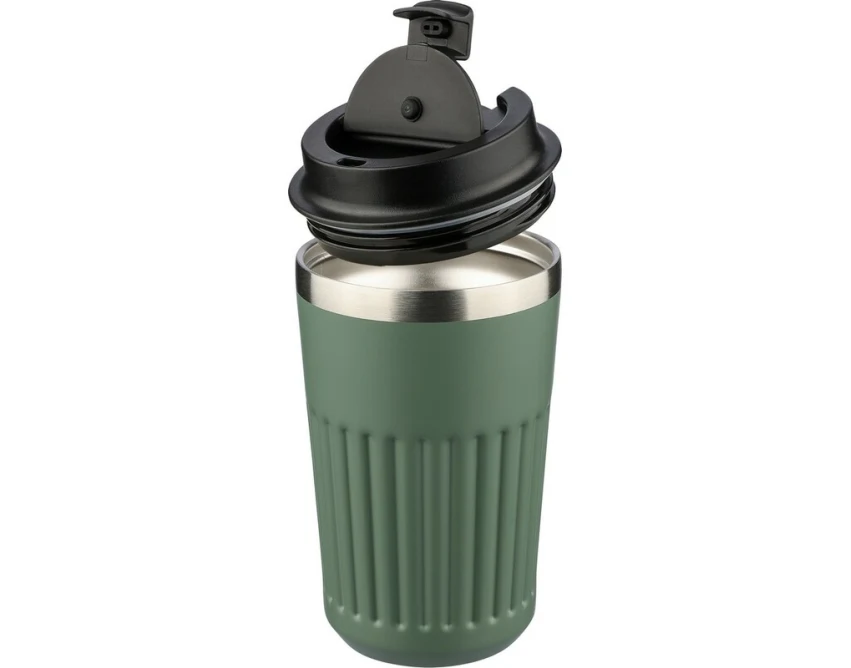 Zielony kubek termiczny 400 ml z grawerem i blokadą przecieku