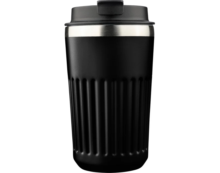 Czarny kubek termiczny 400 ml z grawerem logo firmy