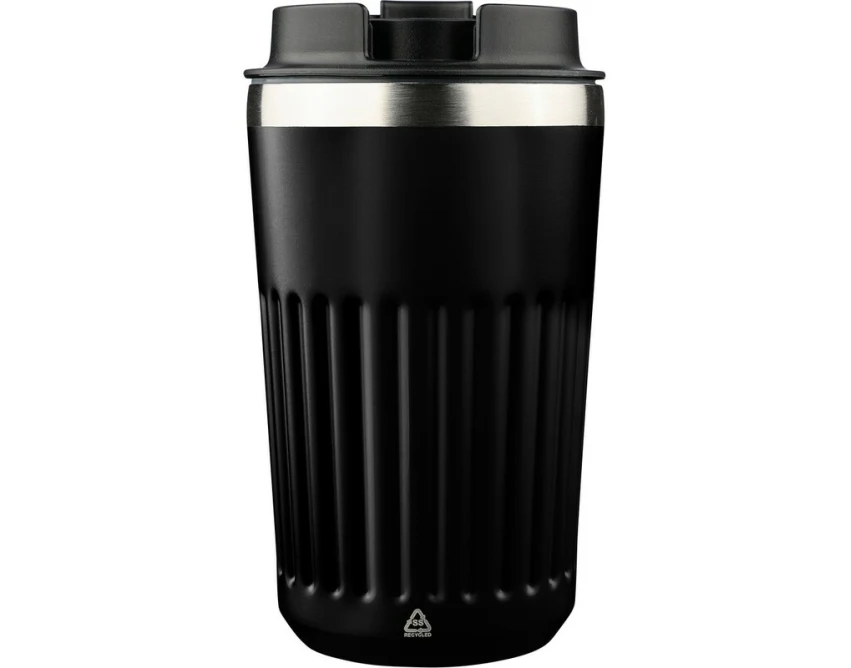 Czarny kubek termiczny 400 ml z grawerem logo firmy