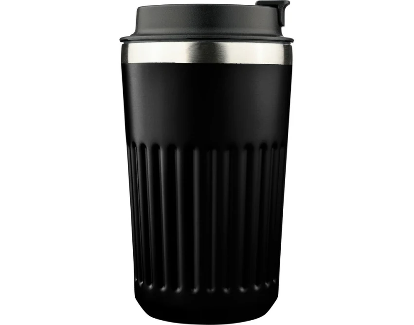 Czarny kubek termiczny 400 ml z grawerem logo firmy