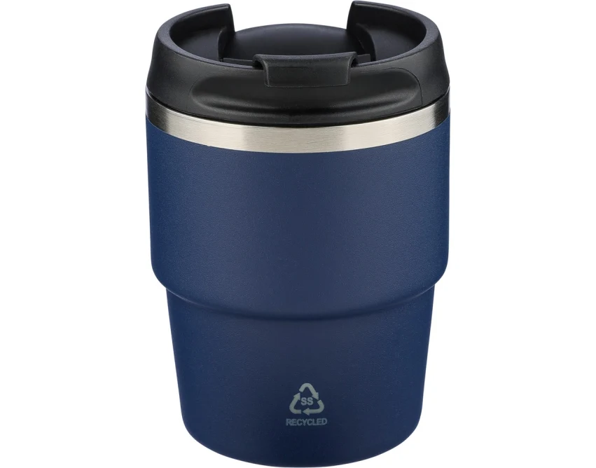 Granatowy kubek termiczny 175 ml z grawerem, stal recyklingowa