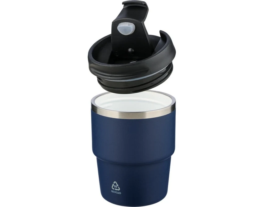 Granatowy kubek termiczny 175 ml z grawerem, stal recyklingowa