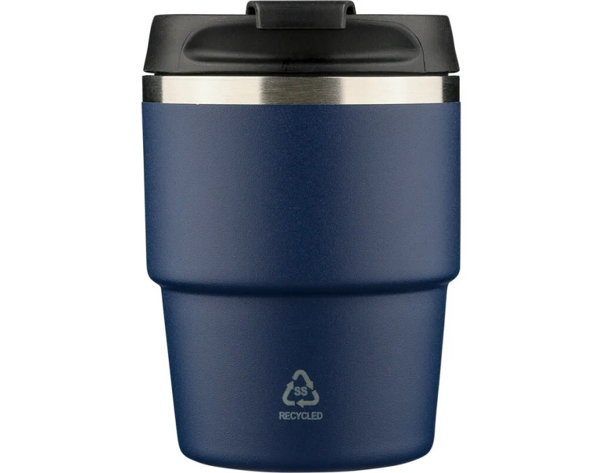 Granatowy kubek termiczny 175 ml z grawerem, stal recyklingowa