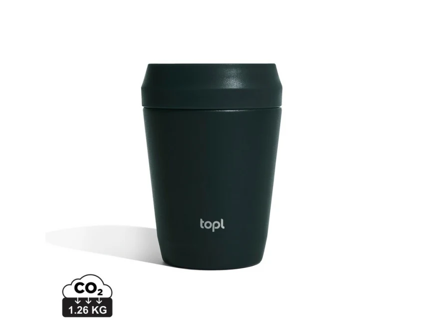 Szary kubek termiczny Topl 236 ml z grawerem logo