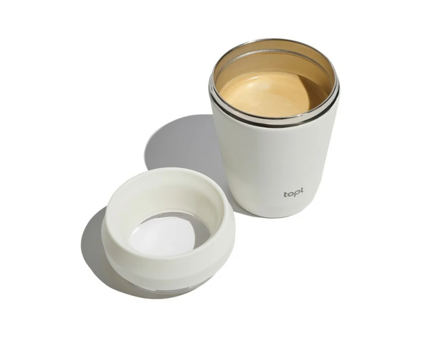 Brązowy kubek termiczny Topl 236 ml z grawerem logo