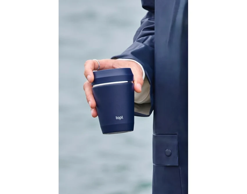 Granatowy kubek termiczny 236 ml z grawerem logo Topl