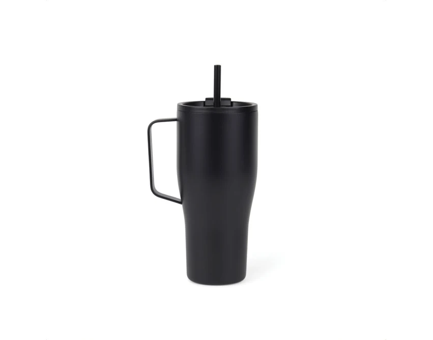 Czarny kubek termiczny VINGA Voyager 800 ml ze słomką