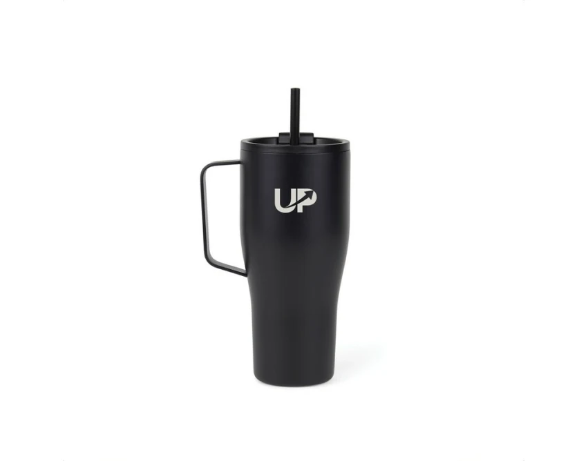 Czarny kubek termiczny VINGA Voyager 800 ml ze słomką