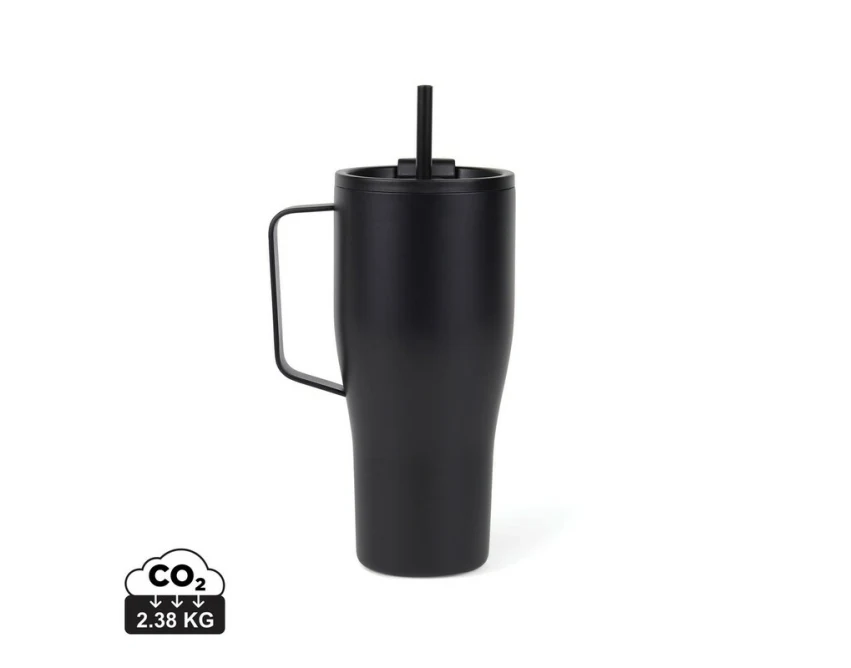 Czarny kubek termiczny VINGA Voyager 800 ml ze słomką
