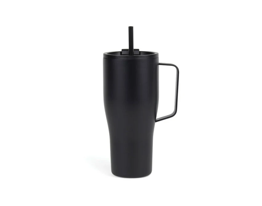 Czarny kubek termiczny VINGA Voyager 800 ml ze słomką