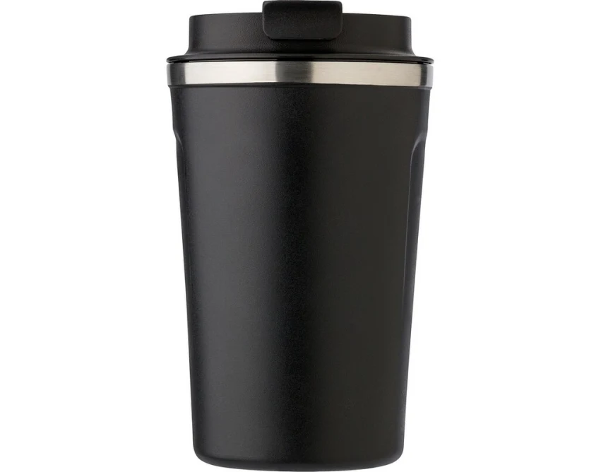 Czarny kubek termiczny 380 ml z grawerem logo firmy