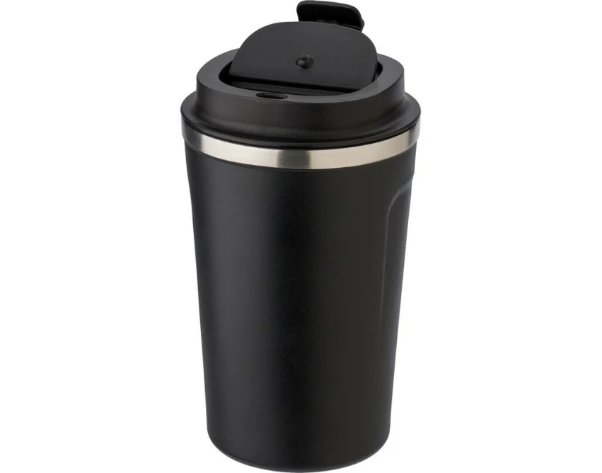 Czarny kubek termiczny 380 ml z grawerem logo firmy