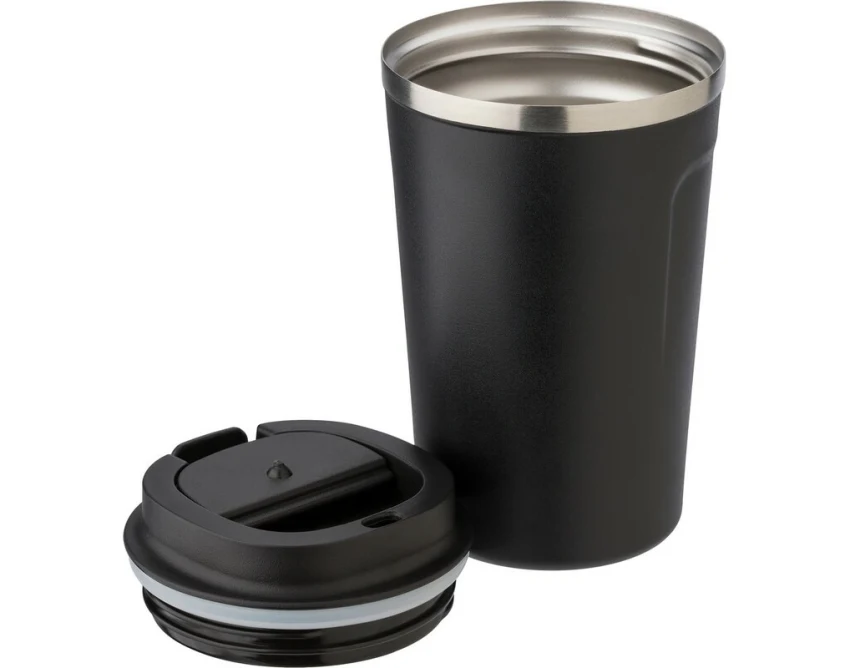 Czarny kubek termiczny 380 ml z grawerem logo firmy
